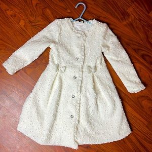 5T White Embellished Trench Coat